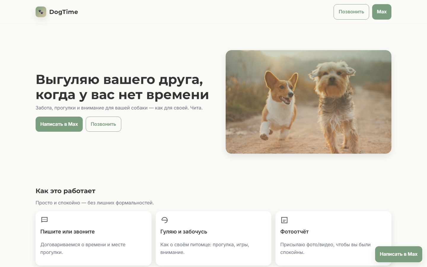 DogTime — сайт услуг для владельцев собак